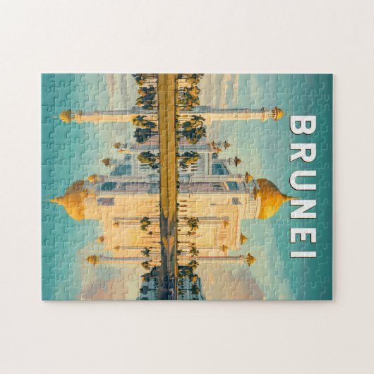 ブルネイイラストレーショントラベルアートヴィンテージ ジグソーパズル (横)