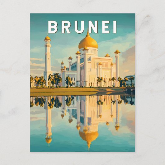 ブルネイイラストレーショントラベルアートヴィンテージ ポストカード (正面)