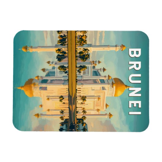 ブルネイイラストレーショントラベルアートヴィンテージ マグネット (横)