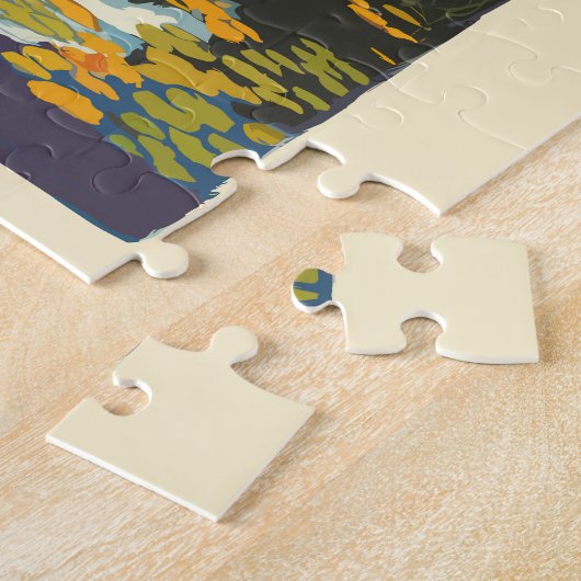 ブルネイパインターリーイラストレーショントラベルアートヴィンテージ ジグソーパズル (側面)