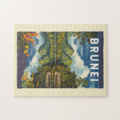 ブルネイパインターリーイラストレーショントラベルアートヴィンテージ ジグソーパズル (横)