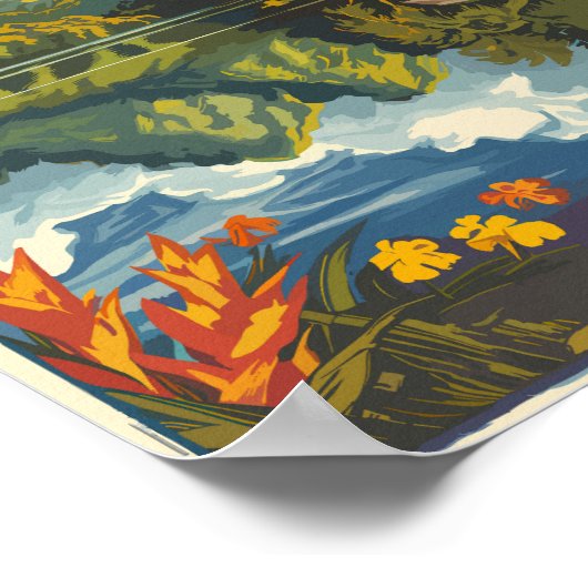 ブルネイパインターリーイラストレーショントラベルアートヴィンテージ ポスター (角)