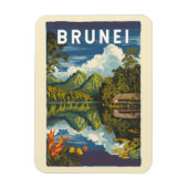 ブルネイパインターリーイラストレーショントラベルアートヴィンテージ マグネット (縦)