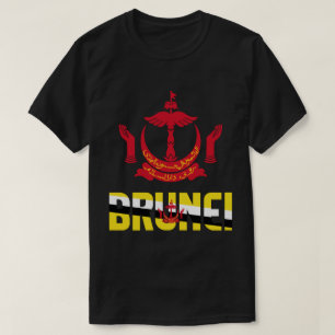 ブルネイ国旗と軍国愛国心のコート Tシャツ
