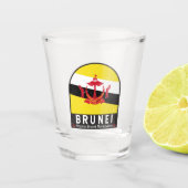 ブルネイ国旗のエンブレム動揺してヴィンテージ ショットグラス (正面)