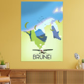 ブルネイ地図の旅行ポスター キャンバスプリント (インサイチュ (リビング))