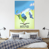 ブルネイ地図の旅行ポスター キャンバスプリント (インサイチュ (寝室))