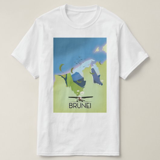 ブルネイ地図の旅行ポスター Tシャツ (デザイン正面)