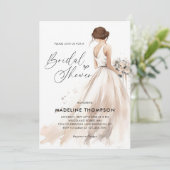 ブルネエレガントットブライド結婚ズガウンブライダルシャワー 招待状 (スタンド正面)