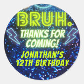 ブルネオングローブルーグリーン誕生日サンキュースペクト ラウンドシール (正面)