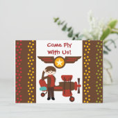 ブルネカスタマイズットボーイパイロット誕生日招待状 招待状 (スタンド正面)