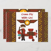 ブルネカスタマイズットボーイパイロット誕生日招待状 招待状 (正面/裏面)