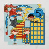 ブルネッカスタムトガールヒーロすごい誕生日招待状 招待状 (正面/裏面)