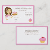 ブルネットかピンクのカップケーキのパン屋かベーカリー2の名刺 名刺 (正面/裏面)