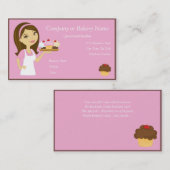 ブルネットかピンクのカップケーキのパン屋かベーカリー3の名刺 名刺 (正面/裏面)