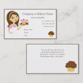 ブルネットかピンクのカップケーキのパン屋かベーカリー4の名刺 名刺 (正面/裏面)