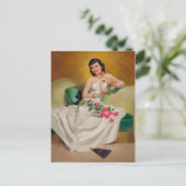 ブルネットとバラ ポストカード (スタンド正面)