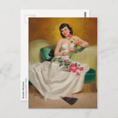 ブルネットとバラ ポストカード (正面/裏面)