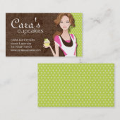 ブルネットのカップケーキの女の子の名刺 名刺 (正面/裏面)