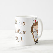 ブルネットのナースのギフトを個人化して下さい! コーヒーマグカップ (正面右)