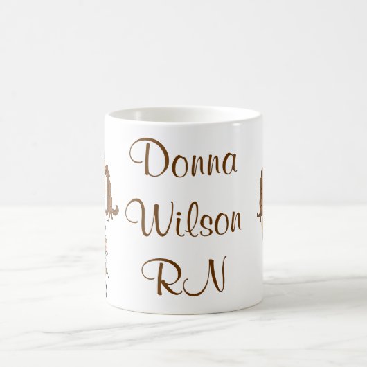 ブルネットのナースのギフトを個人化して下さい! コーヒーマグカップ (中央)