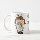 ブルネットのナースのギフトを個人化して下さい! コーヒーマグカップ (左)