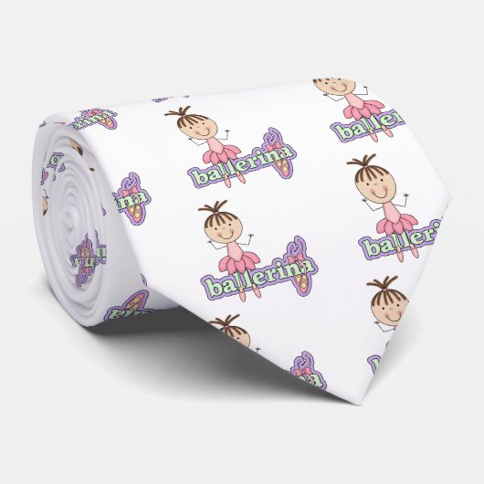 ブルネットのバレリーナ-ピンクのTシャツおよびギフト ネクタイ (ロール)
