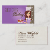 ブルネットのパン屋の紫色のコップは名刺を固めます 名刺 (正面/裏面)