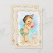 ブルネットのビーチのベビーのコンシュの貝は感謝していしています サンキューカード (正面/裏面)