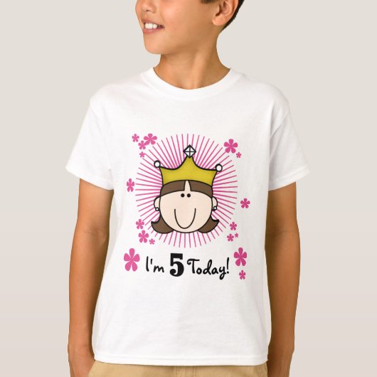 ブルネットのプリンセスの第5誕生日のTシャツおよびギフト Tシャツ (正面)