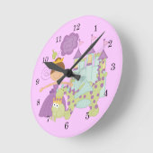 ブルネットのプリンセス ラウンド壁時計 (傾斜)