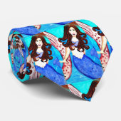 ブルネットのマーメイドブルー ネクタイ (ロール)