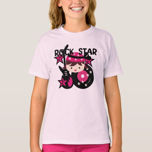 ブルネットのロックスターの女の子 Tシャツ (正面)