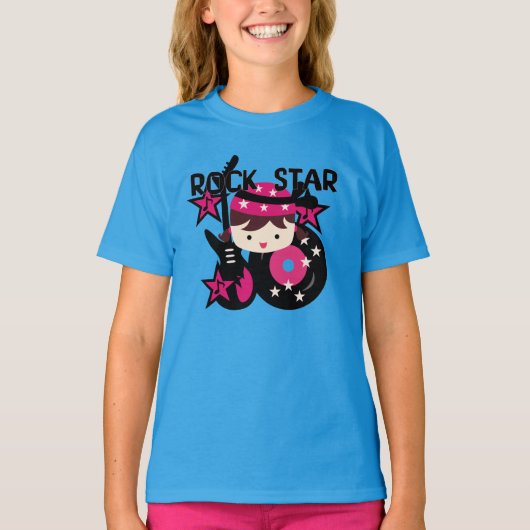 ブルネットのロックスターの女の子 Tシャツ (正面)
