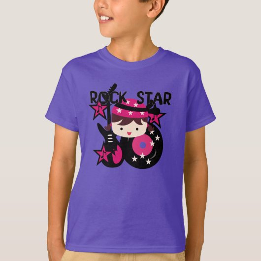 ブルネットのロックスターの女の子 Tシャツ (正面)