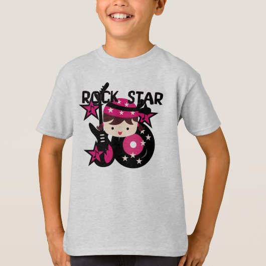 ブルネットのロックスターの女の子 Tシャツ (正面)