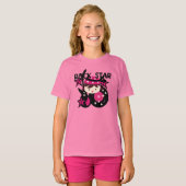 ブルネットのロックスターの女の子 Tシャツ (正面フル)