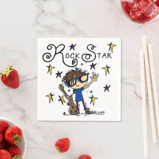 ブルネットのロックスター スタンダードカクテルナプキン (インサイチュ)