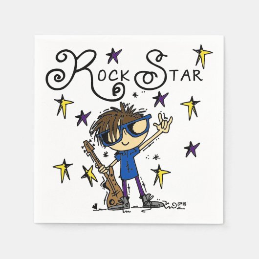 ブルネットのロックスター スタンダードカクテルナプキン (正面)