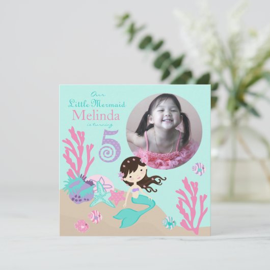 ブルネットの人魚の第5誕生日 招待状 (スタンド正面)