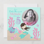 ブルネットの人魚の第5誕生日 招待状 (正面)