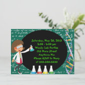 ブルネットの女の子の気違いの科学者のパーティの招待状 招待状 (スタンド正面)