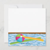 ブルネットの女の子の誕生日のプールのパーティの招待状 招待状 (裏面)