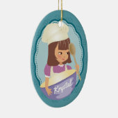 ブルネットの女の子シェフのベーカーパーソナライズされたクリスマス セラミックオーナメント (右)
