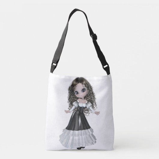 ブルネットの女性の全にプリントの十字の遺体袋 クロスボディバッグ (裏面)