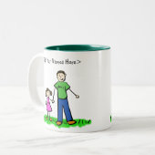 ブルネットの父と娘カスタマイズの名 ツートーンマグカップ (正面左)