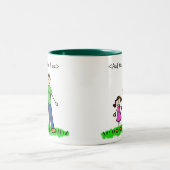 ブルネットの父と娘カスタマイズの名 ツートーンマグカップ (中央)