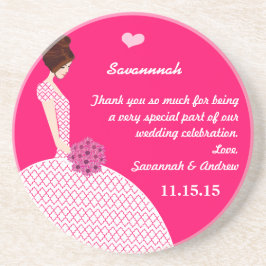 ブルネットの結婚花嫁のガウンのコースター コースター