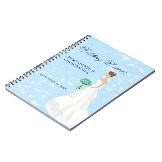 ブルネットの花嫁の青のウェディングプランナー ノートブック (左側)