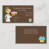 ブルネットまたは水のカップケーキのパン屋かベーカリーの名刺 名刺 (正面/裏面)